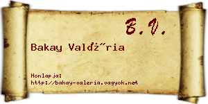 Bakay Valéria névjegykártya