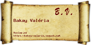 Bakay Valéria névjegykártya
